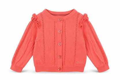 Front view of Baker Baby Baby Red Cardigan Jumper, size 3-6, Months