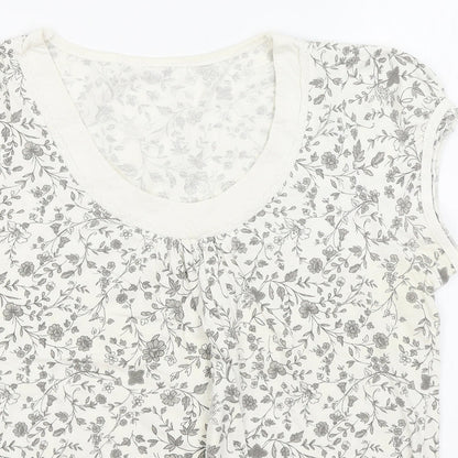 Preworn Womens White Floral  Basic T-Shirt Size M
