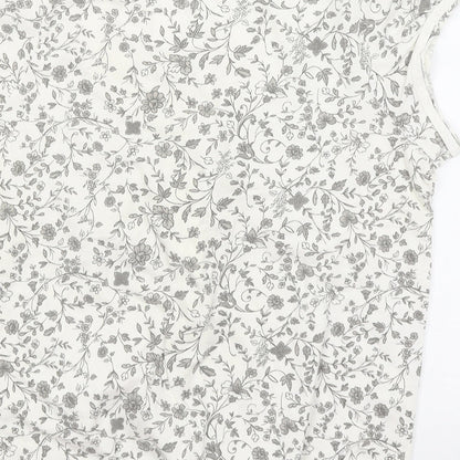 Preworn Womens White Floral  Basic T-Shirt Size M