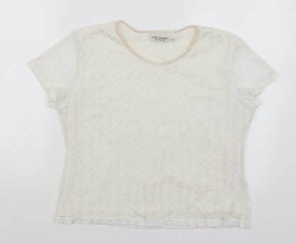 Ann Brooks Womens White   Basic T-Shirt Size 16