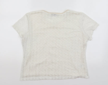 Ann Brooks Womens White   Basic T-Shirt Size 16