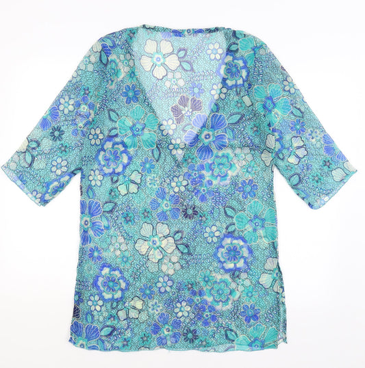 Papaya Womens Green Floral  Basic T-Shirt Size 12