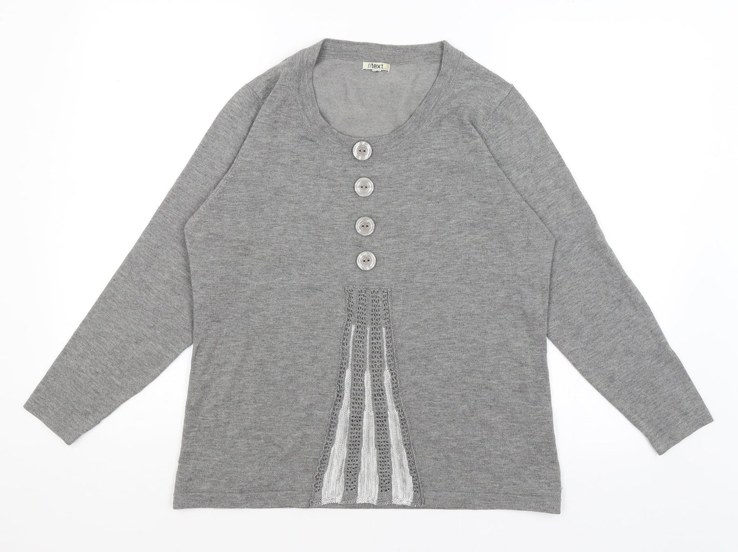 Womens UK Size M Text Grey Pullover Jumper