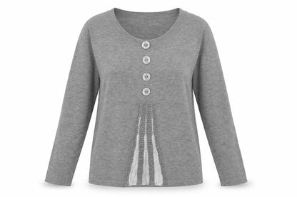 Womens UK Size M Text Grey Pullover Jumper