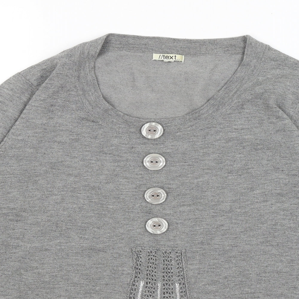 Womens UK Size M Text Grey Pullover Jumper