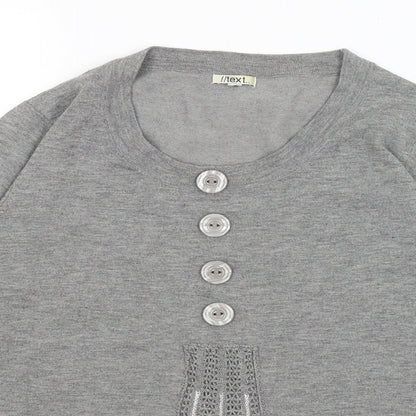 Womens UK Size M Text Grey Pullover Jumper