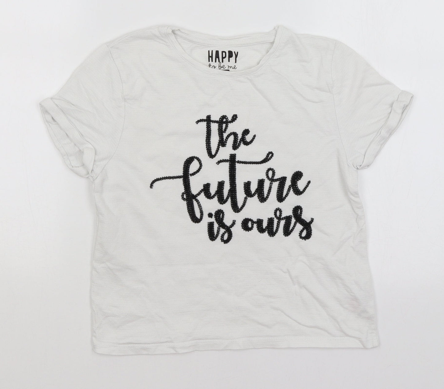F&F Girls White   Basic T-Shirt Size 10-11 Years  - The Future is Ours