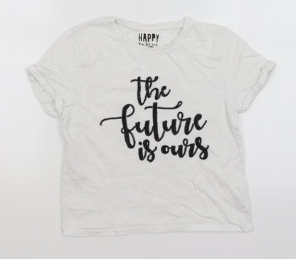 F&F Girls White   Basic T-Shirt Size 10-11 Years  - The Future is Ours