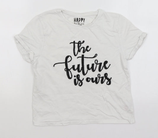 F&F Girls White   Basic T-Shirt Size 10-11 Years  - The Future is Ours