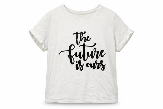 Front view of F&F girls’ white basic t-shirt, size 10-11, years - the future is ours