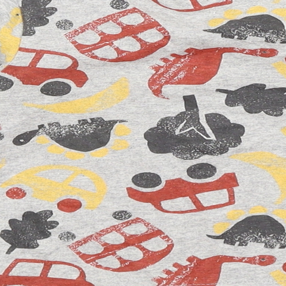 Nutmeg Baby Grey   Basic T-Shirt Size 3-6 Months  - Dinosaurs & Vehicles