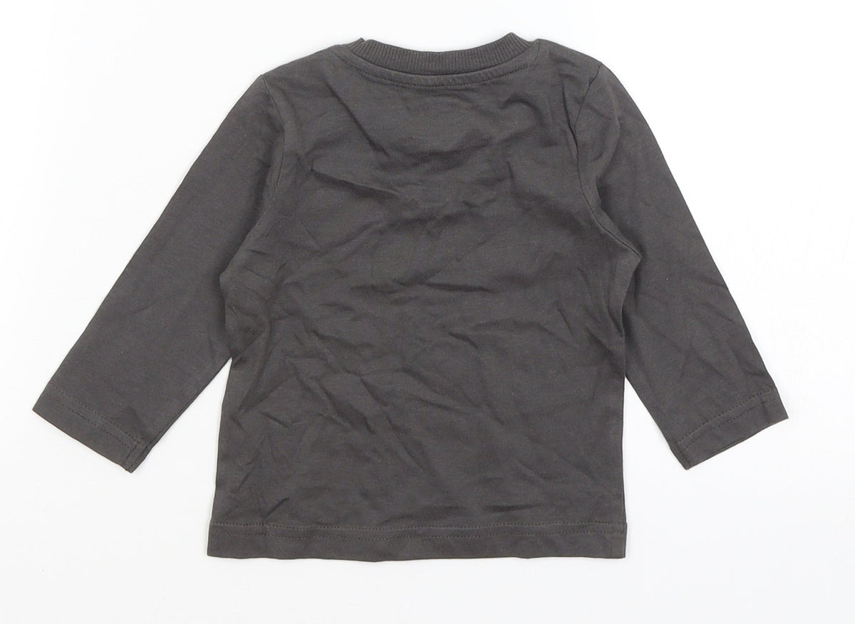 Nutmeg Baby Grey   Basic T-Shirt Size 3-6 Months  - Stegosaurus