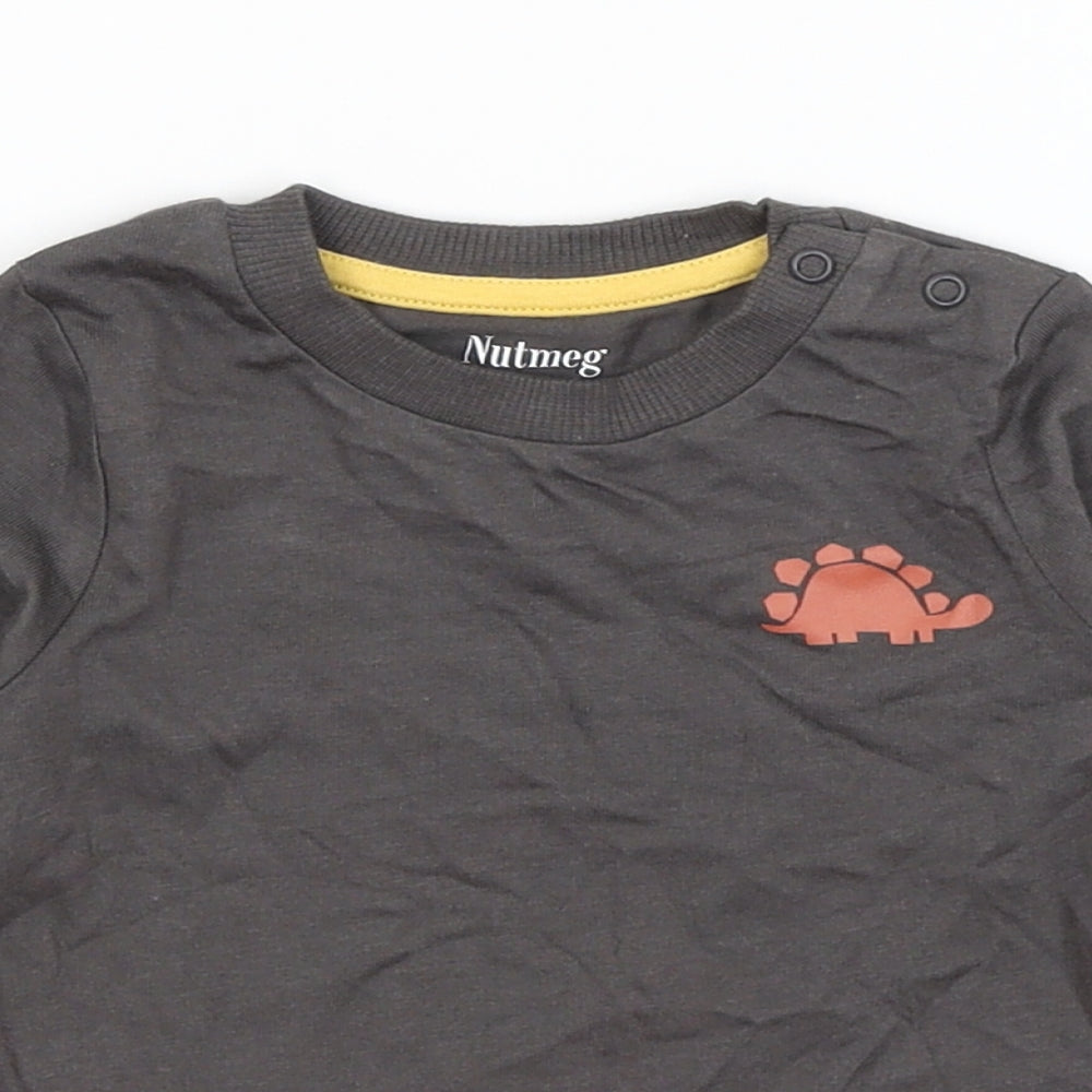Nutmeg Baby Grey   Basic T-Shirt Size 3-6 Months  - Stegosaurus