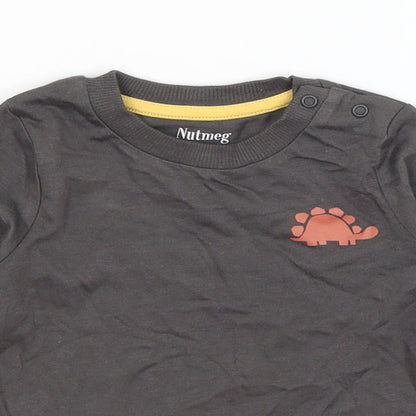Nutmeg Baby Grey   Basic T-Shirt Size 3-6 Months  - Stegosaurus