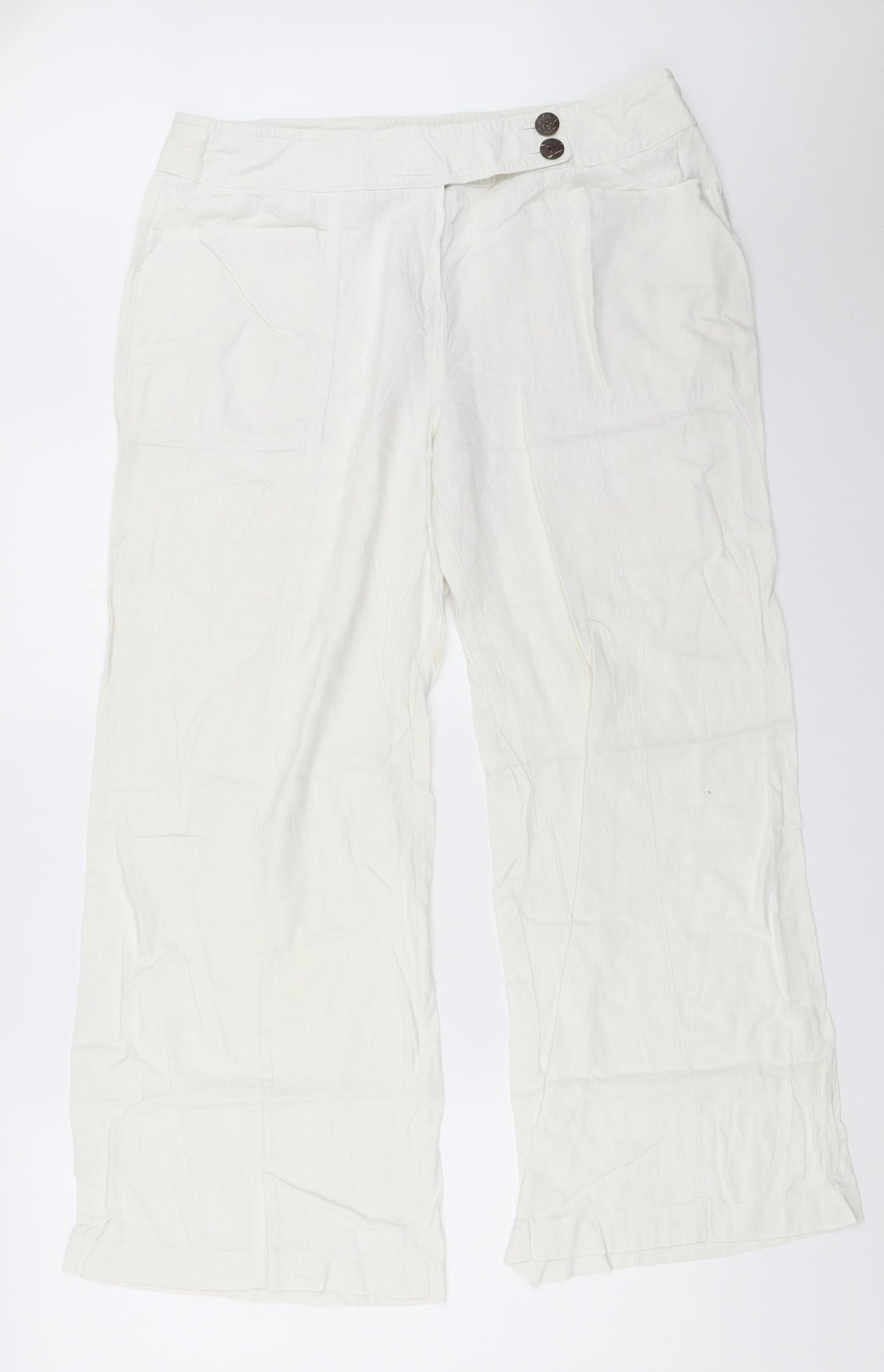 Womens UK Size 16 Preworn Regular Fit  White Trousers
