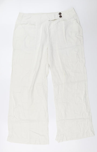 Womens UK Size 16 Preworn Regular Fit  White Trousers