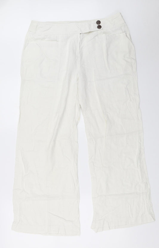 Womens UK Size 16 Preworn Regular Fit  White Trousers