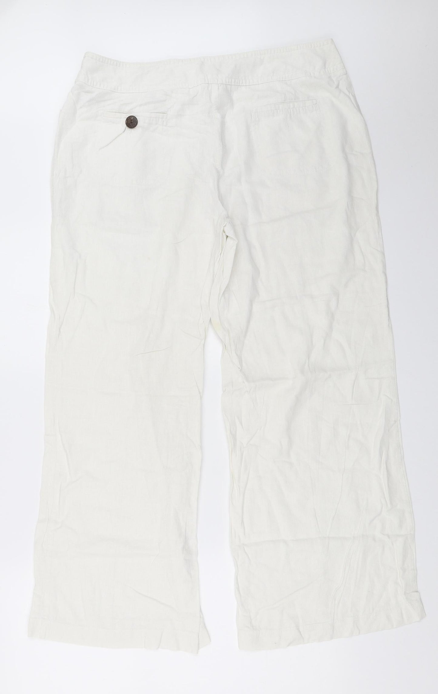 Womens UK Size 16 Preworn Regular Fit  White Trousers