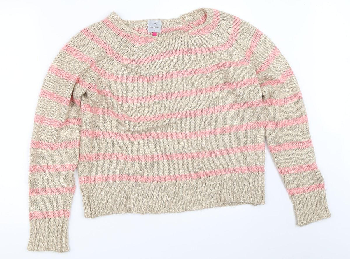 Womens UK Size M CULTURE Beige Pullover Jumper