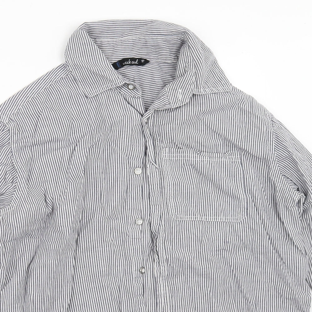 Womens UK Size 10 Weekend Blue Basic Button-Up