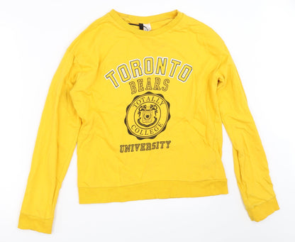 H&M Womens Yellow   Pullover Sweatshirt Size S