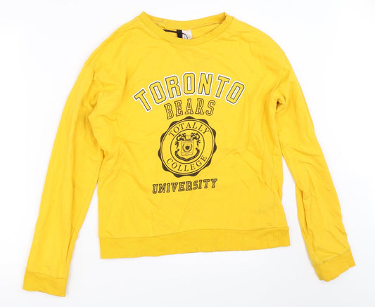 H&M Womens Yellow   Pullover Sweatshirt Size S