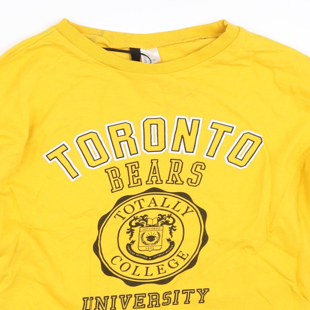 H&M Womens Yellow   Pullover Sweatshirt Size S