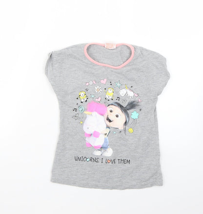 univeral studios Girls Grey Geometric  Top Pyjama Top Size 7-8 Years