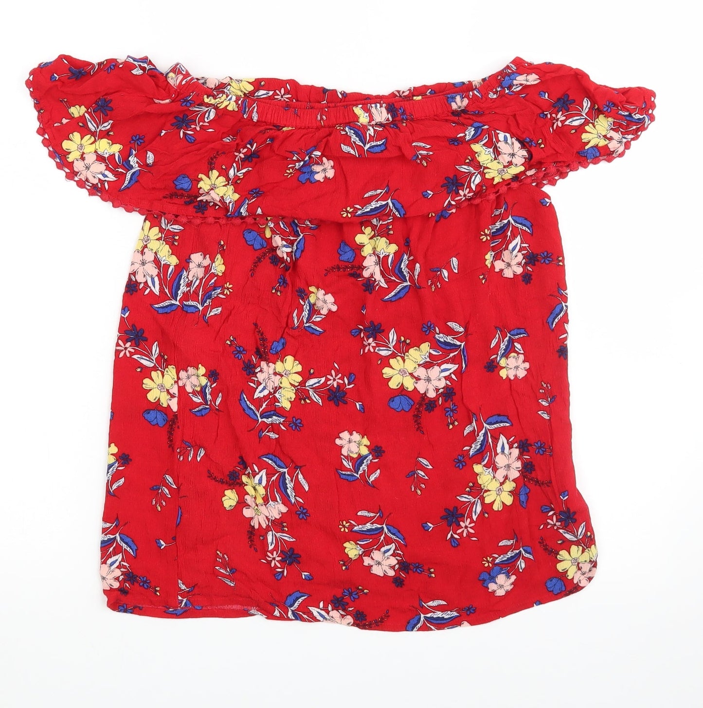 F&F Womens Red Floral  Basic Blouse Size 8