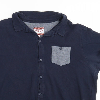 Twisted Soul Mens Blue Houndstooth   Polo Size L