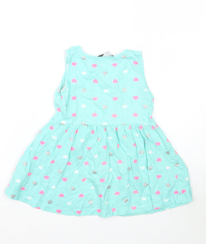 Primark Girls Green Geometric  A-Line  Size 2 Years