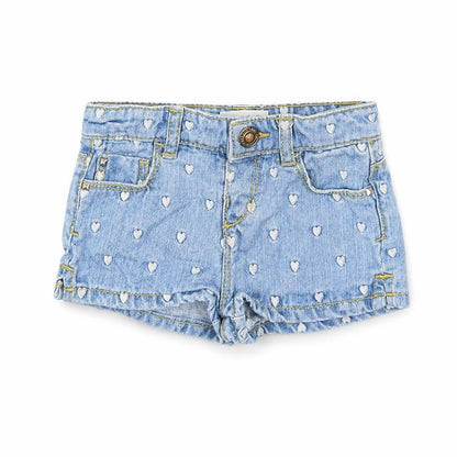 Front view of Zara girls’ blue geometric cropped jeans, size 9-12, months