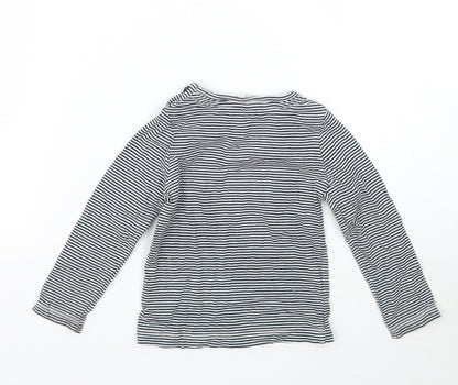 John Lewis Girls White Striped  Basic T-Shirt Size 9-12 Months