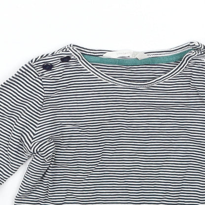 John Lewis Girls White Striped  Basic T-Shirt Size 9-12 Months