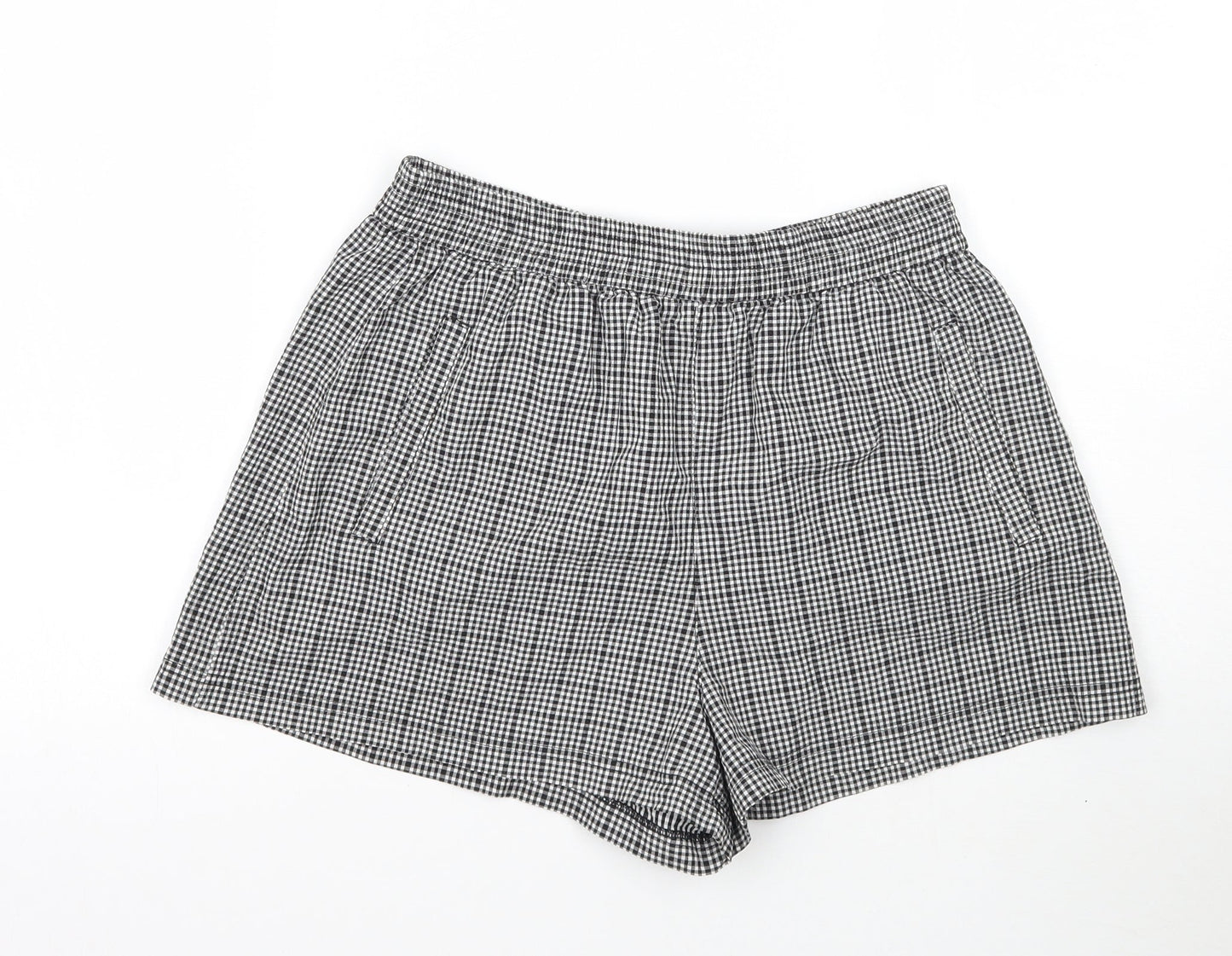 H&M Womens White Check  Mom Shorts