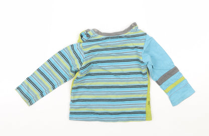 Petit Lem Boys Green Striped  Basic T-Shirt Size 18-24 Months