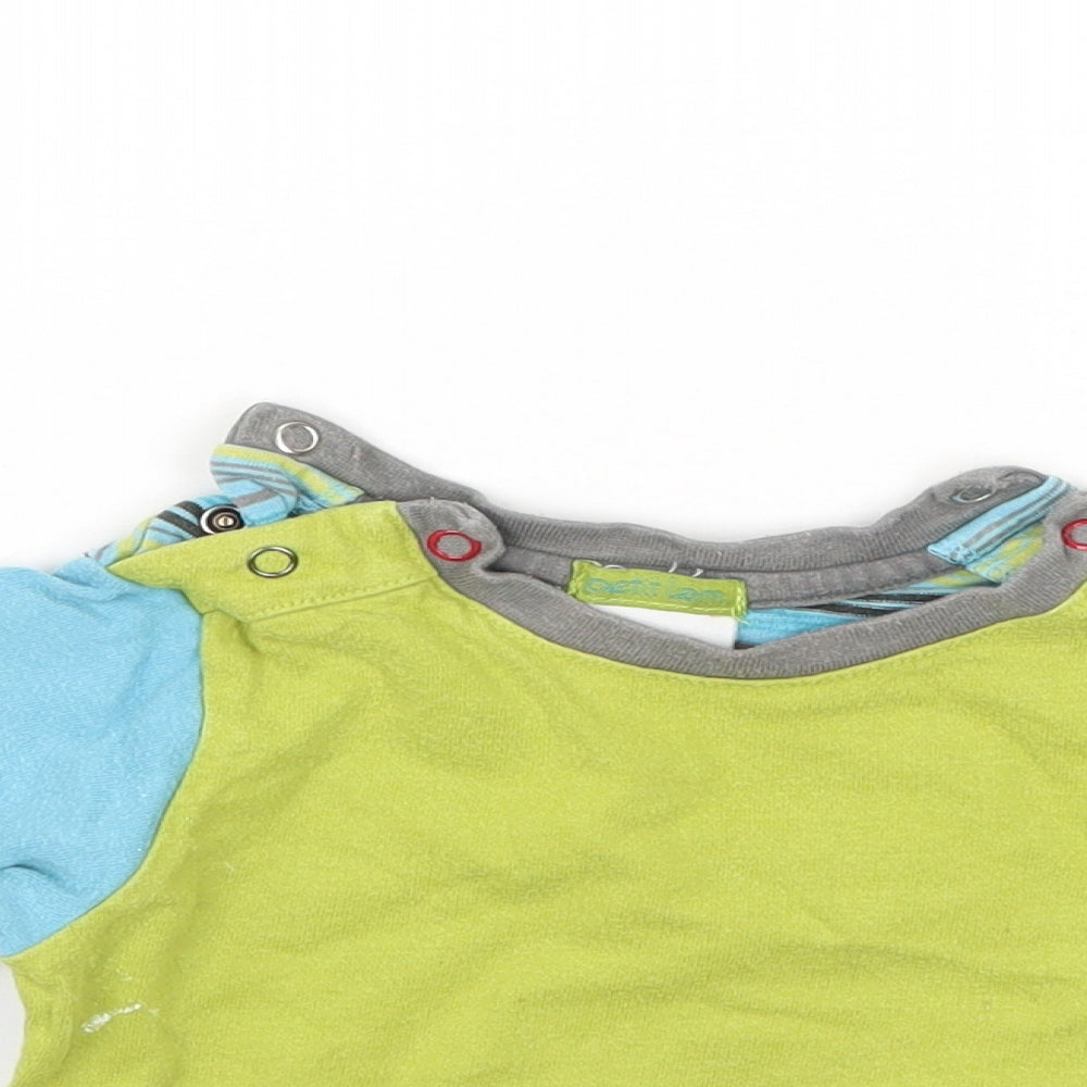 Petit Lem Boys Green Striped  Basic T-Shirt Size 18-24 Months