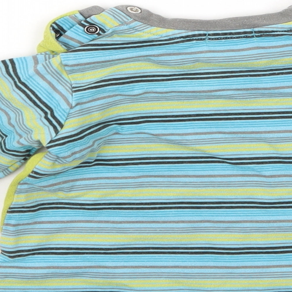 Petit Lem Boys Green Striped  Basic T-Shirt Size 18-24 Months