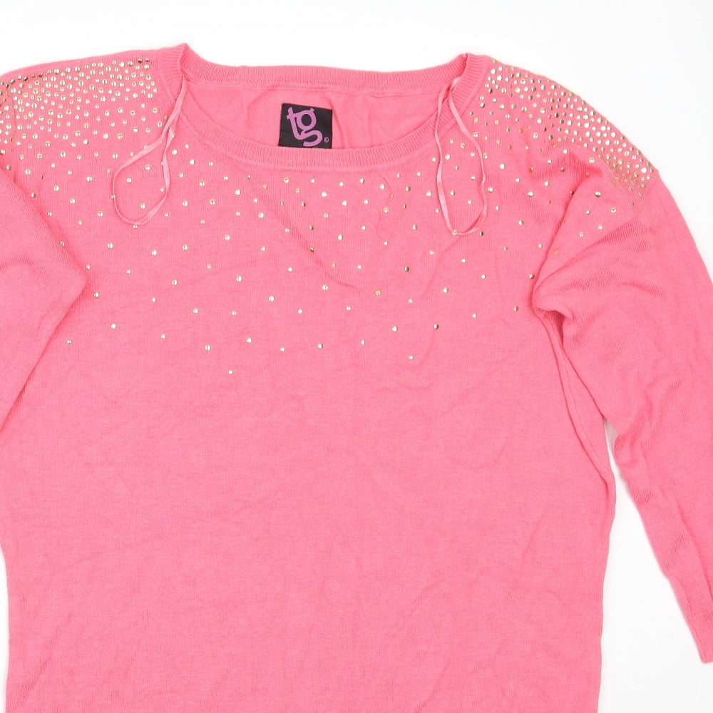 Womens UK Size 12 TG Pink Pullover Jumper
