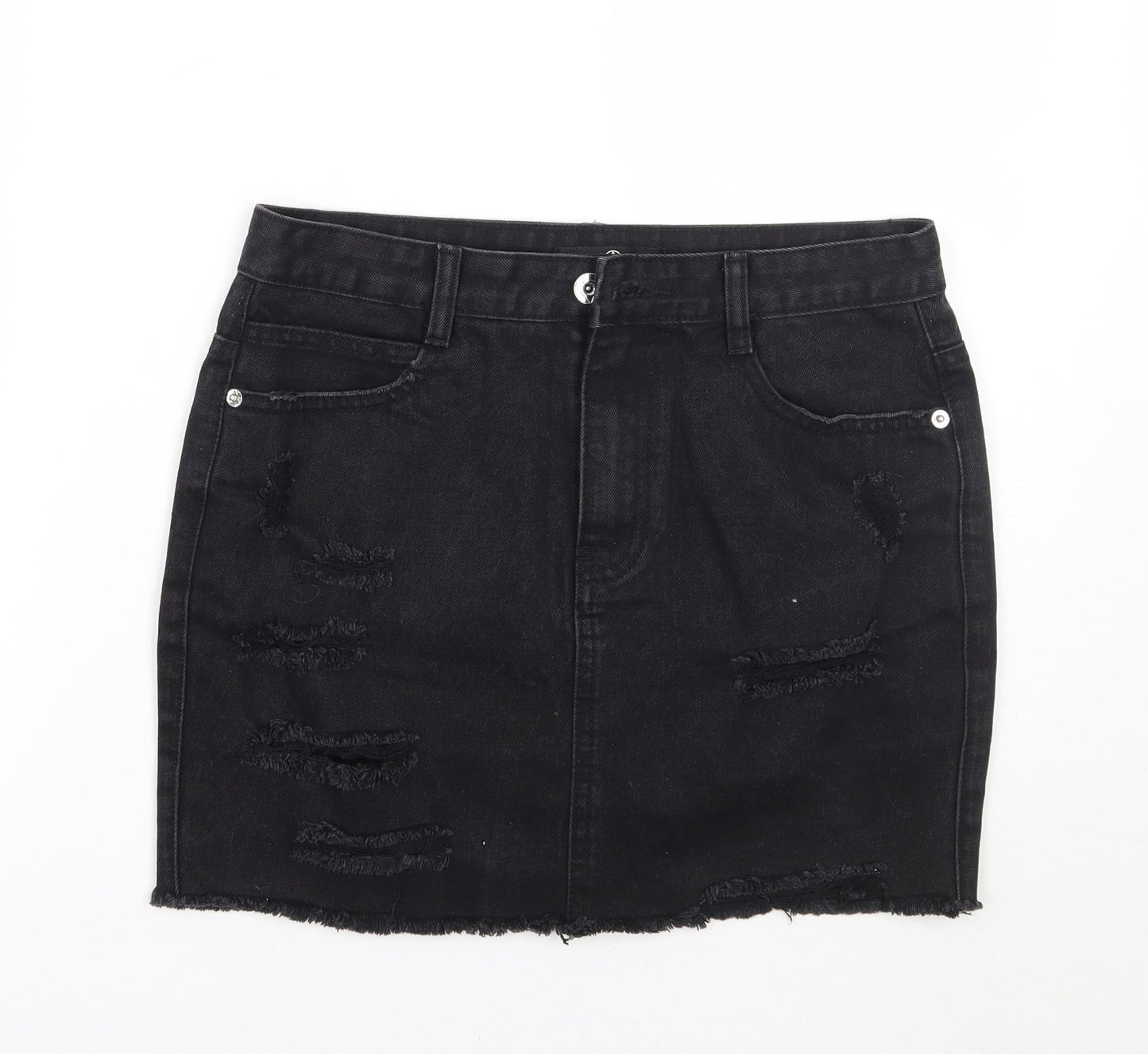 Missguided Womens Black  Rayon A-Line Skirt Size 10