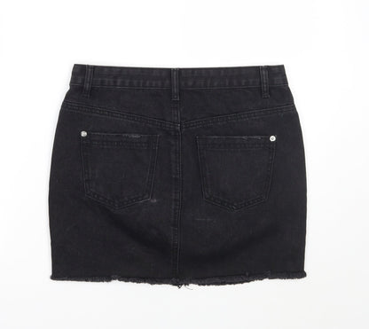 Missguided Womens Black  Rayon A-Line Skirt Size 10