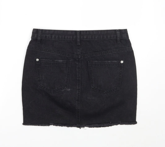 Missguided Womens Black  Rayon A-Line Skirt Size 10