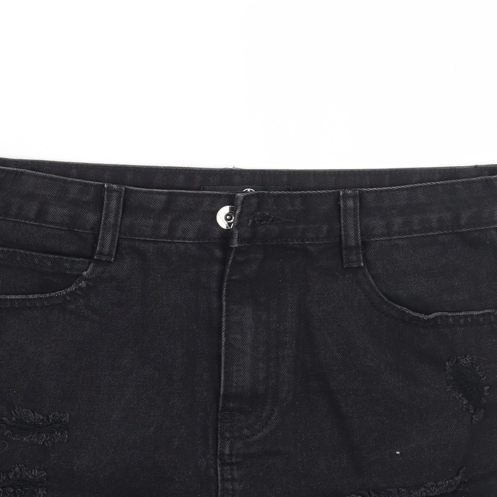 Missguided Womens Black  Rayon A-Line Skirt Size 10