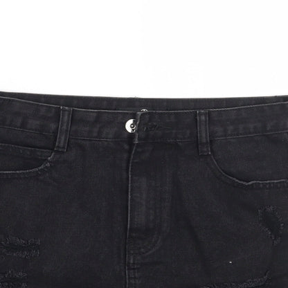 Missguided Womens Black  Rayon A-Line Skirt Size 10