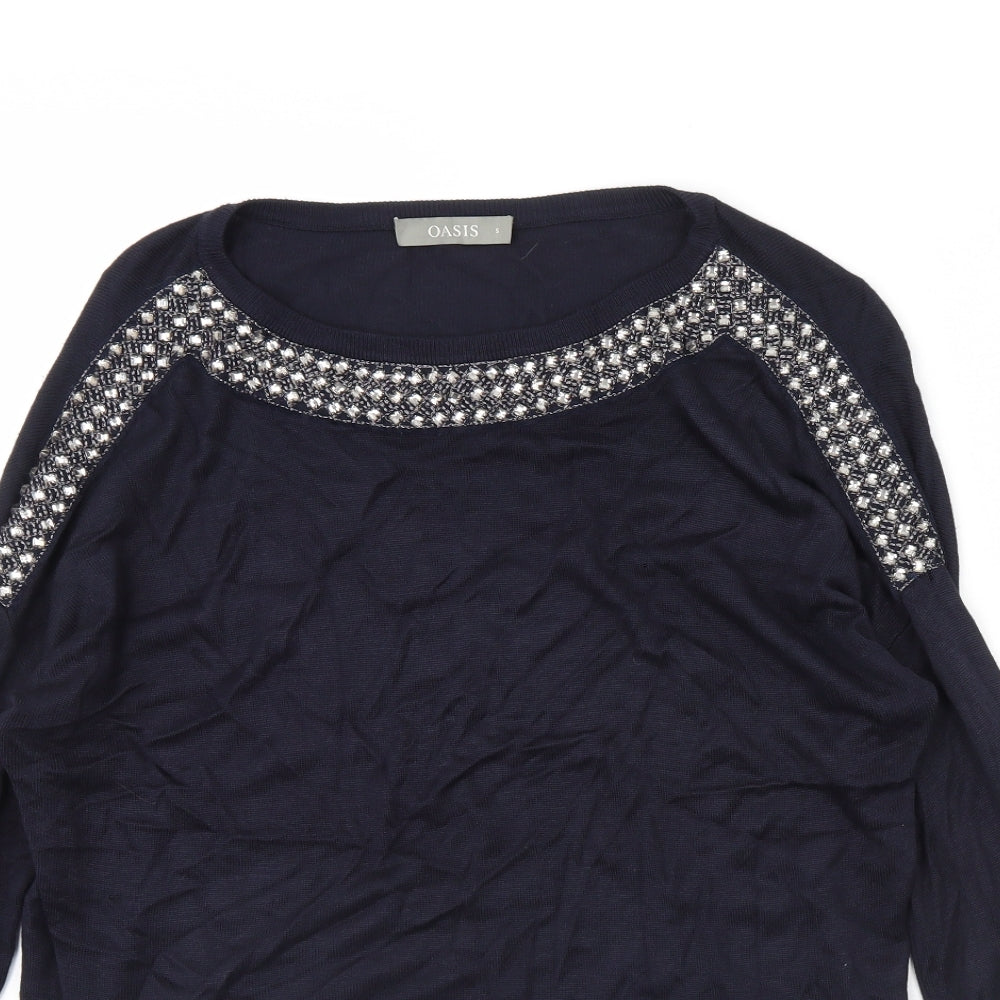 Womens UK Size S Oasis Blue Pullover Jumper