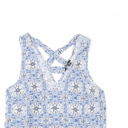 Womens UK Size 10 New Look Blue Basic Tank