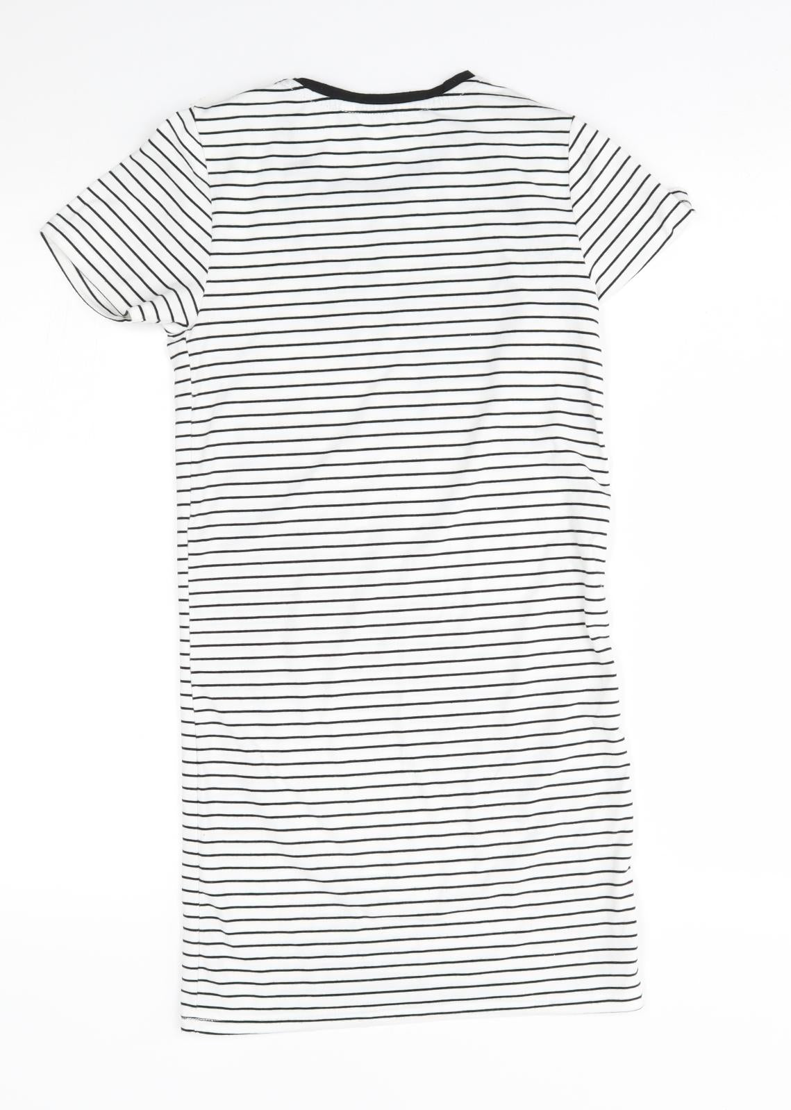 Candy Couture Womens White Striped  T-Shirt Dress  Size 12