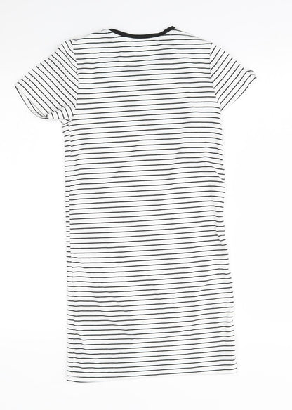 Candy Couture Womens White Striped  T-Shirt Dress  Size 12