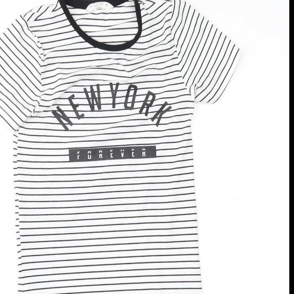 Candy Couture Womens White Striped  T-Shirt Dress  Size 12