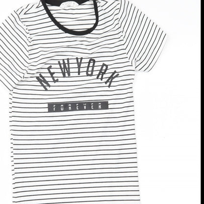 Candy Couture Womens White Striped  T-Shirt Dress  Size 12